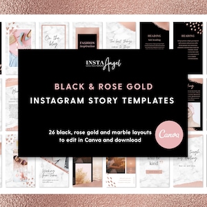 Black Rose Gold and Marble - Modelos de histórias do Instagram Canva - Postagens do Instagram - Modelos de postagens do Instagram