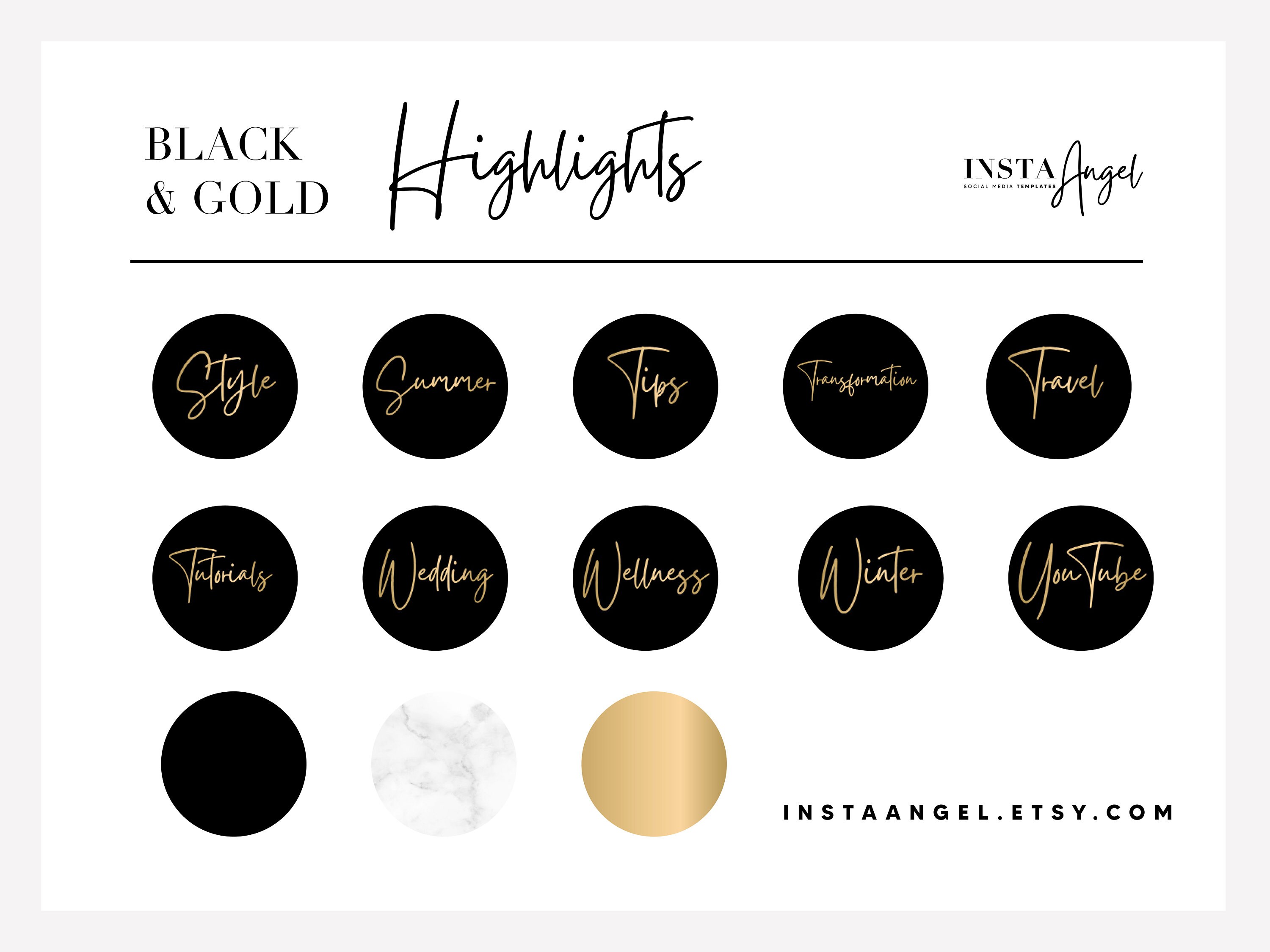 Black and Gold Instagram Highlight Covers Highlight Icons Instagram