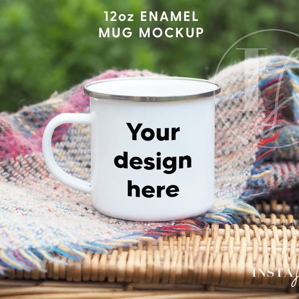 Mug mockup, camping mug, enamel mug mock up, coffee mug mock up, mug mockups, camping cup mock up 12 oz enamel mug with blank smart object