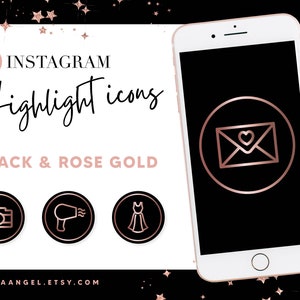 Instagram highlight icons - cover images - black and rose gold