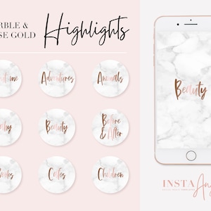 Marble and rose gold instagram highlight covers - Highlight icons - instagram stories - IG - Lifestyle blogger