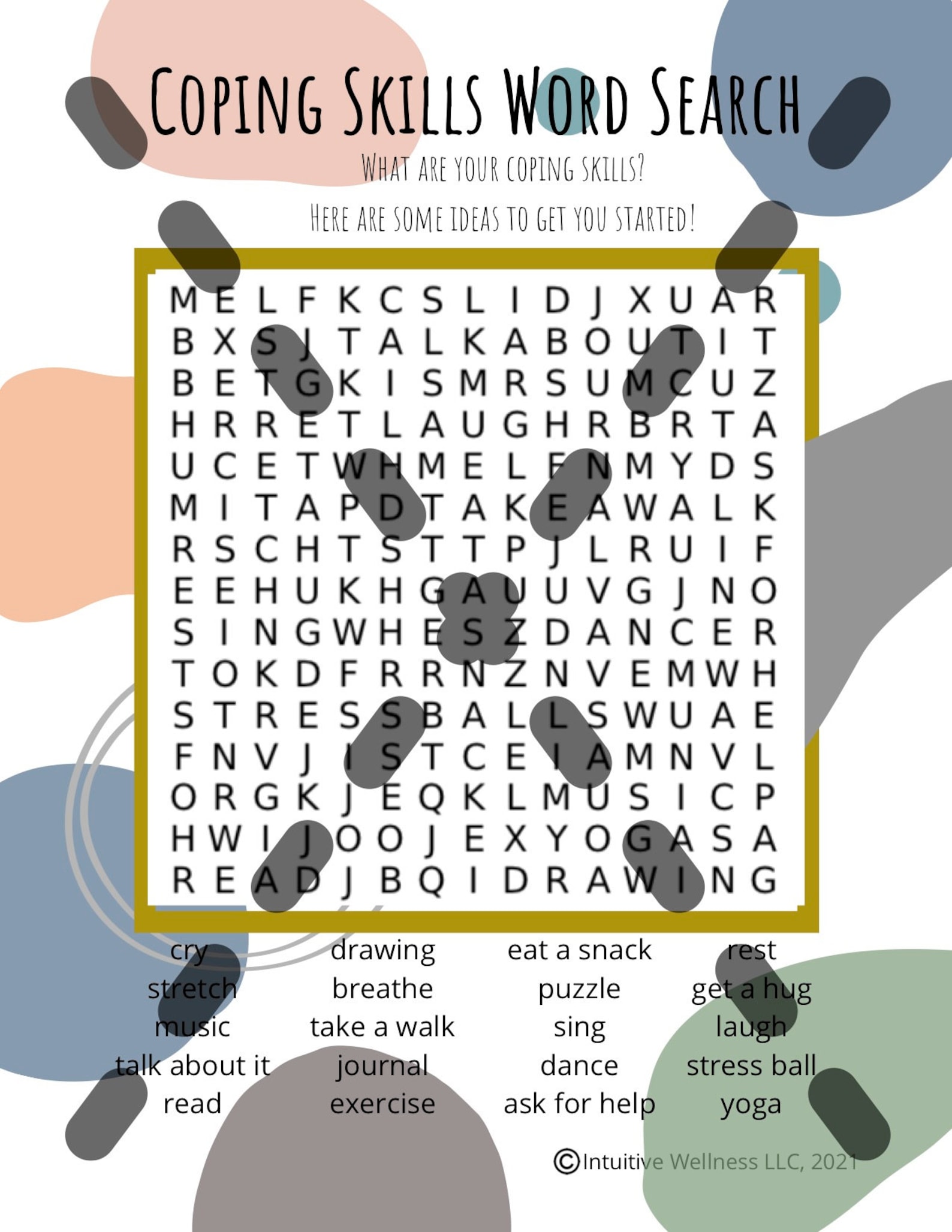 Coping Skills Word Search Worksheet - Etsy UK