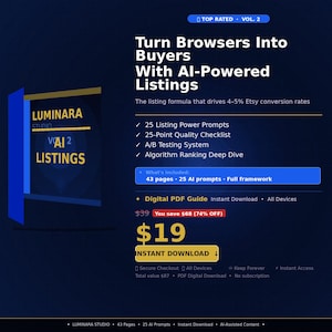 Guía de publicación de anuncios en Etsy con IA / Indicaciones de IA, fórmula de conversión (descarga en PDF)