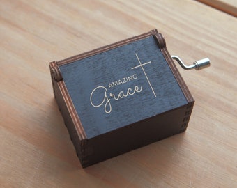 Cadeau chrétien boîte à musique en bois | Cadeau personnalisé