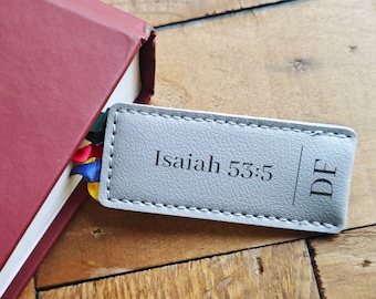 Personalised Initial Bible Verse Leather Multi Page Bookmark Unique Christian Gifts