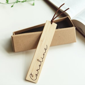 Personalised Name Bamboo Bookmark, Engraved Wooden, Unique Birthday Gift