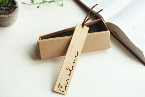Personalised Name Bamboo Bookmark, Engraved Wooden, Unique Birthday Gift