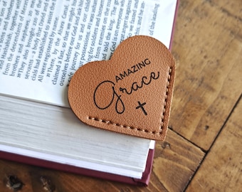 Bible Quote Leather Heart Page Corner Bookmark | 7 Colours | Christian Gifts