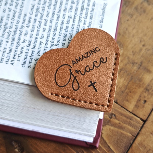 Bible Quote Leather Heart Page Corner Bookmark | 7 Colours | Christian Gifts