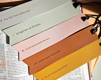 Bibel Zitat PU-Leder Lesezeichen Morden Style | 5 Farben | Christliche Geschenke