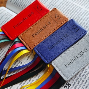 Personalised Initial Bible Verse Leather Multi Page Bookmark Unique Christian Gifts