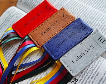 Personalised Initial Bible Verse Leather Multi Page Bookmark Unique Christian Gifts