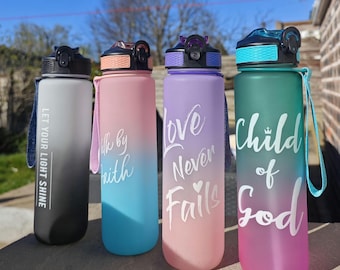 Gematteerde christelijke waterfles - Bijbelcitaten, 1000 ml