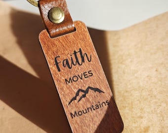 Personalised Bible Verse Wooden Keyring | Engraved Christian Gift with Custom Message