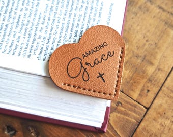 Herz Lesezeichen | Bibelvers, christlicher Glaube, Lederbuchliebhaber-Accessoire