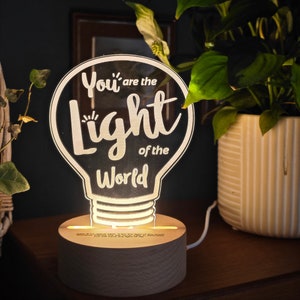 Inspirational LED Night Light Christian Gift | Can Add Personalised Message