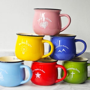 Bunter Becher, einzigartiges christliches Geschenk, mittelgroß und groß, 6 Farben