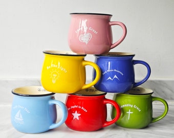 Colourful Mug, Unique Christian Gift , Medium & Large, 6 Colours