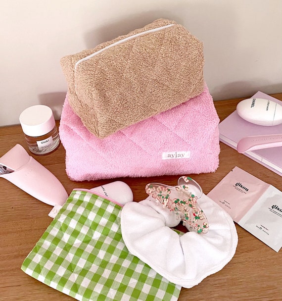 Buy Makeup Bag Terrycloth Towelling Quilted Cosmetics Bag Online in India 