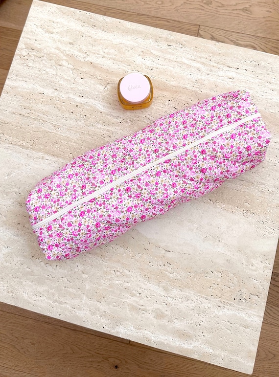 Pencil Case Pink Floral Makeup Bag 
