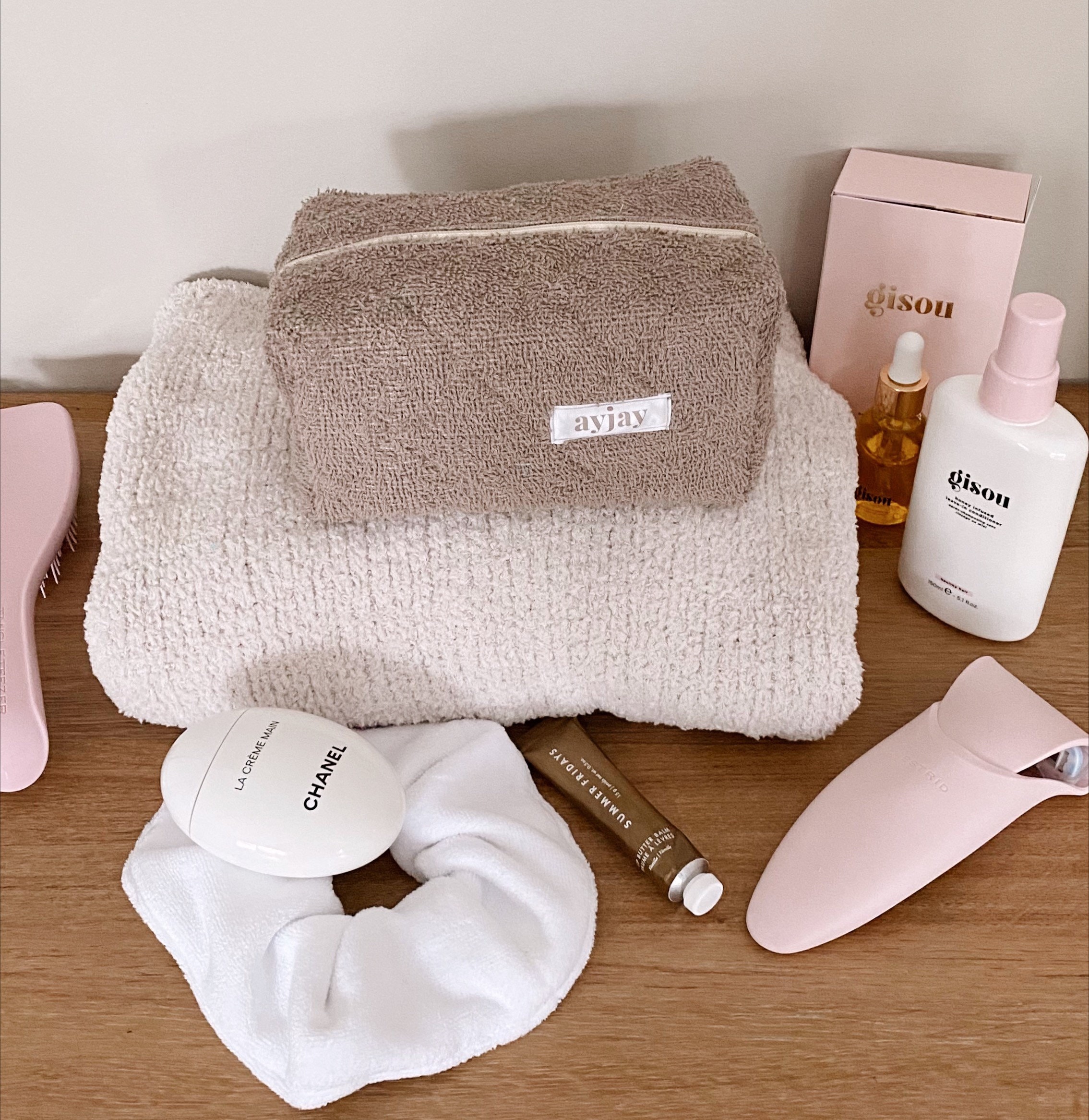 Makeup Bag - Terrycloth Towelling Quilted Cosmetics Bag - Teddy Old Rose -  Toiletry Travel Bag