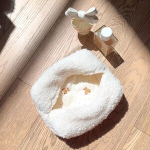 Make-uptas - badstof badstof make-uptas - crème teddybeer - toilettas reistas - sherpa soft - machinewasbaar