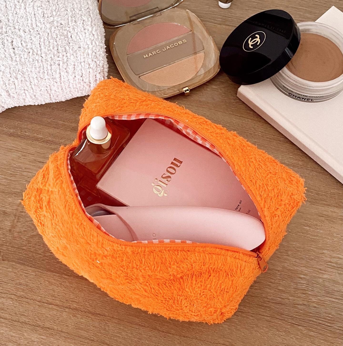 Makeup Bag Terrycloth Towelling Cosmetics Bag Cream Teddy Floral Toiletry  Travel Bag Sherpa Soft 