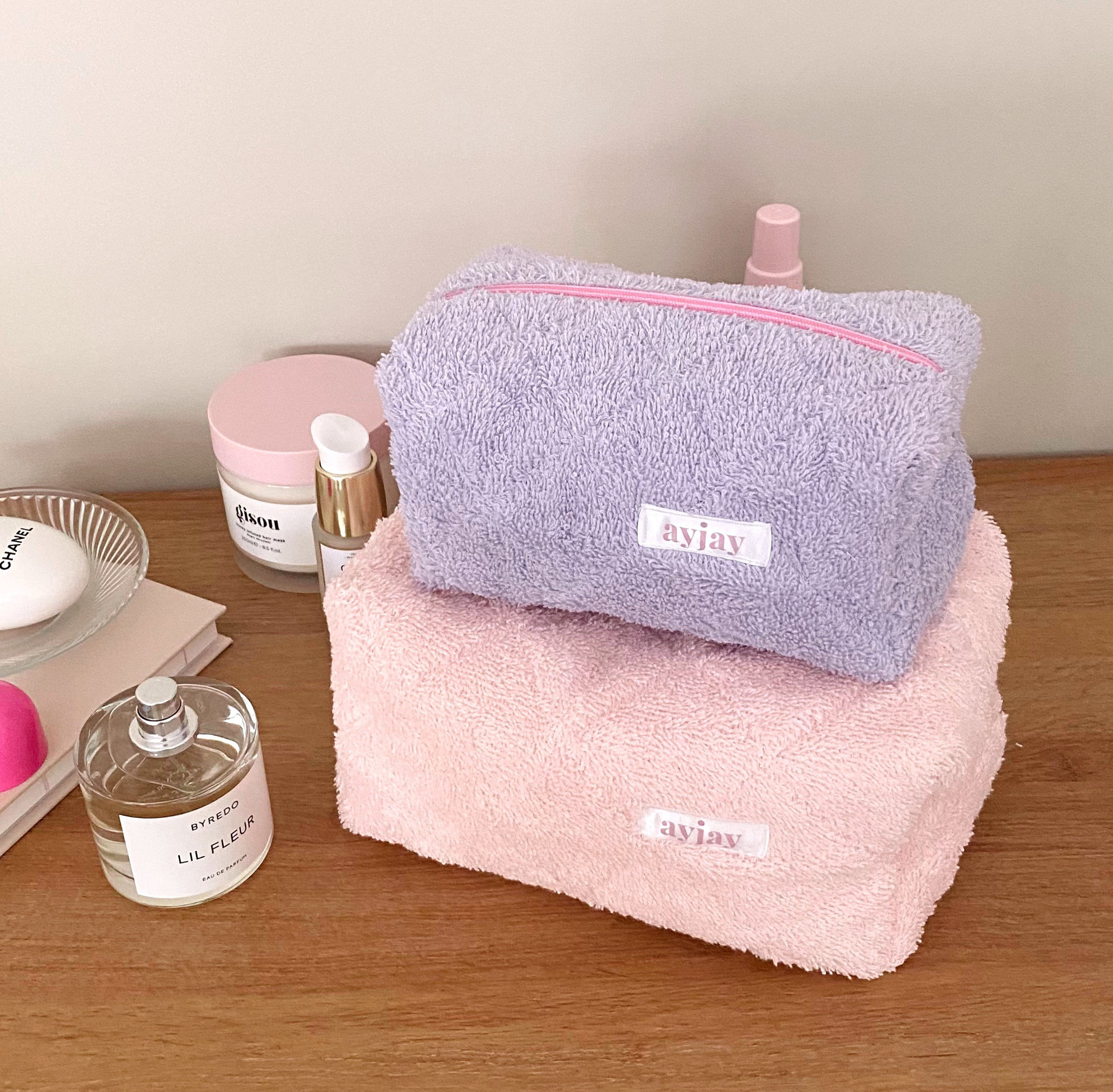 Makeup Bag Terrycloth Towelling Quilted Cosmetics Bag 