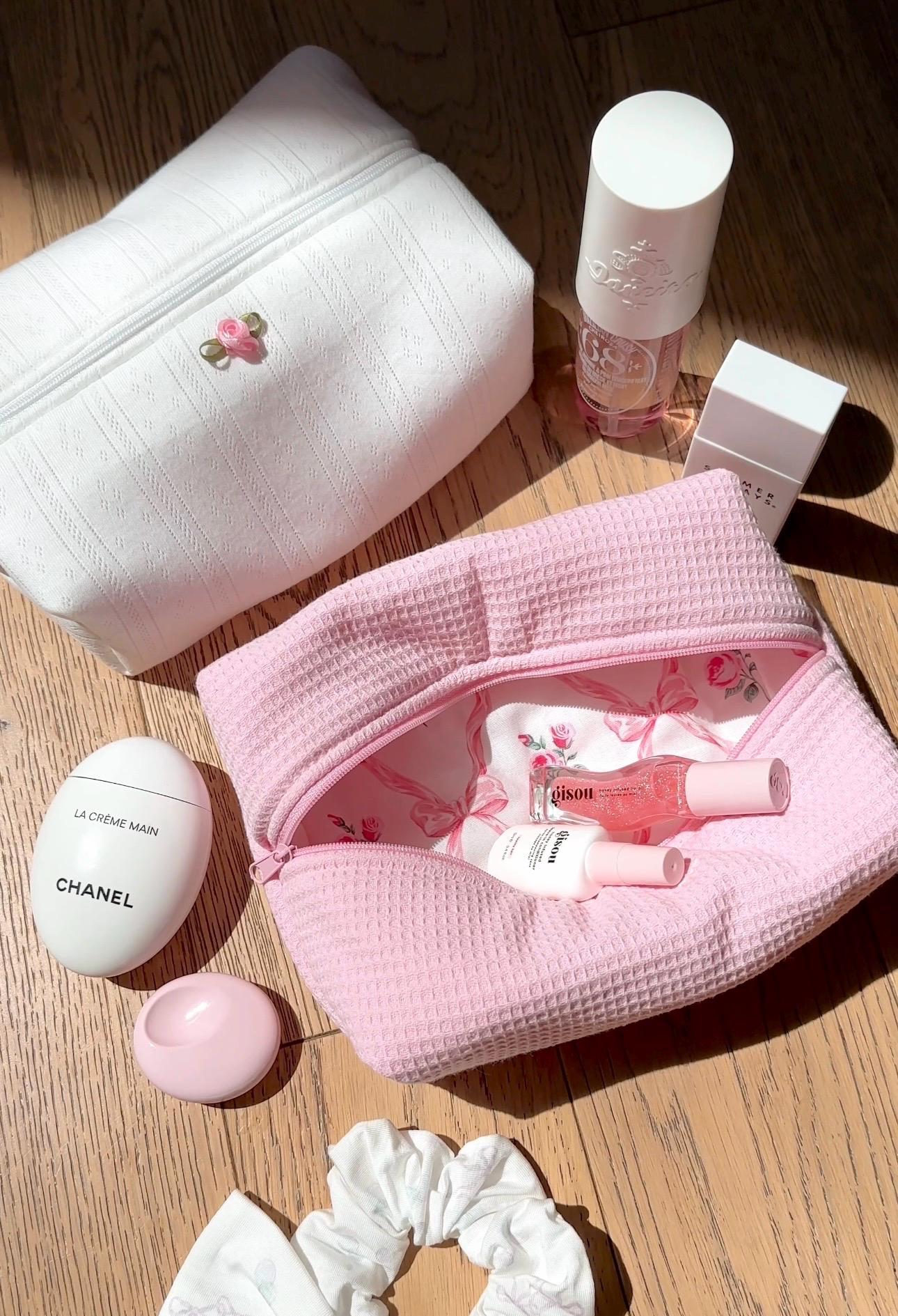 Make-up Tasche Gesteppte Kosmetiktasche Bubblegum Pink Rose