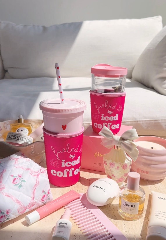 Iced Coffee Coozie - Iced Coffee Cup Sleeve - No-Condensation Waterproof Cup Protector - Machine Washable