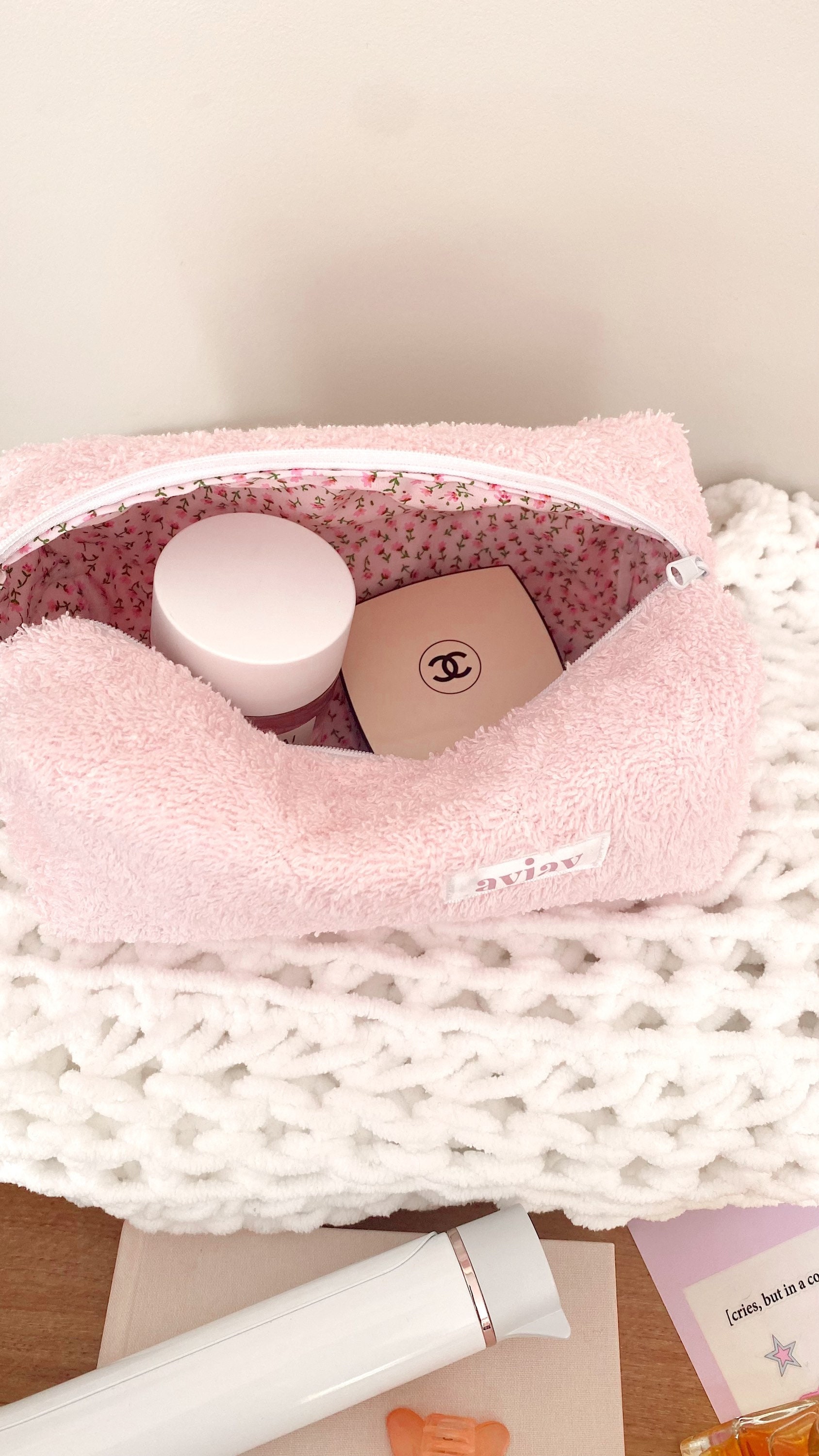 Starnearby Lot De 3 Trousse De Toilette Matelassée Fleurie - Pochette Maquillage Voyage Coton Doux