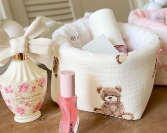 Teddy Bear White Make-Up Organizer - Makeup Bag - Machine Washable - Terrycloth
