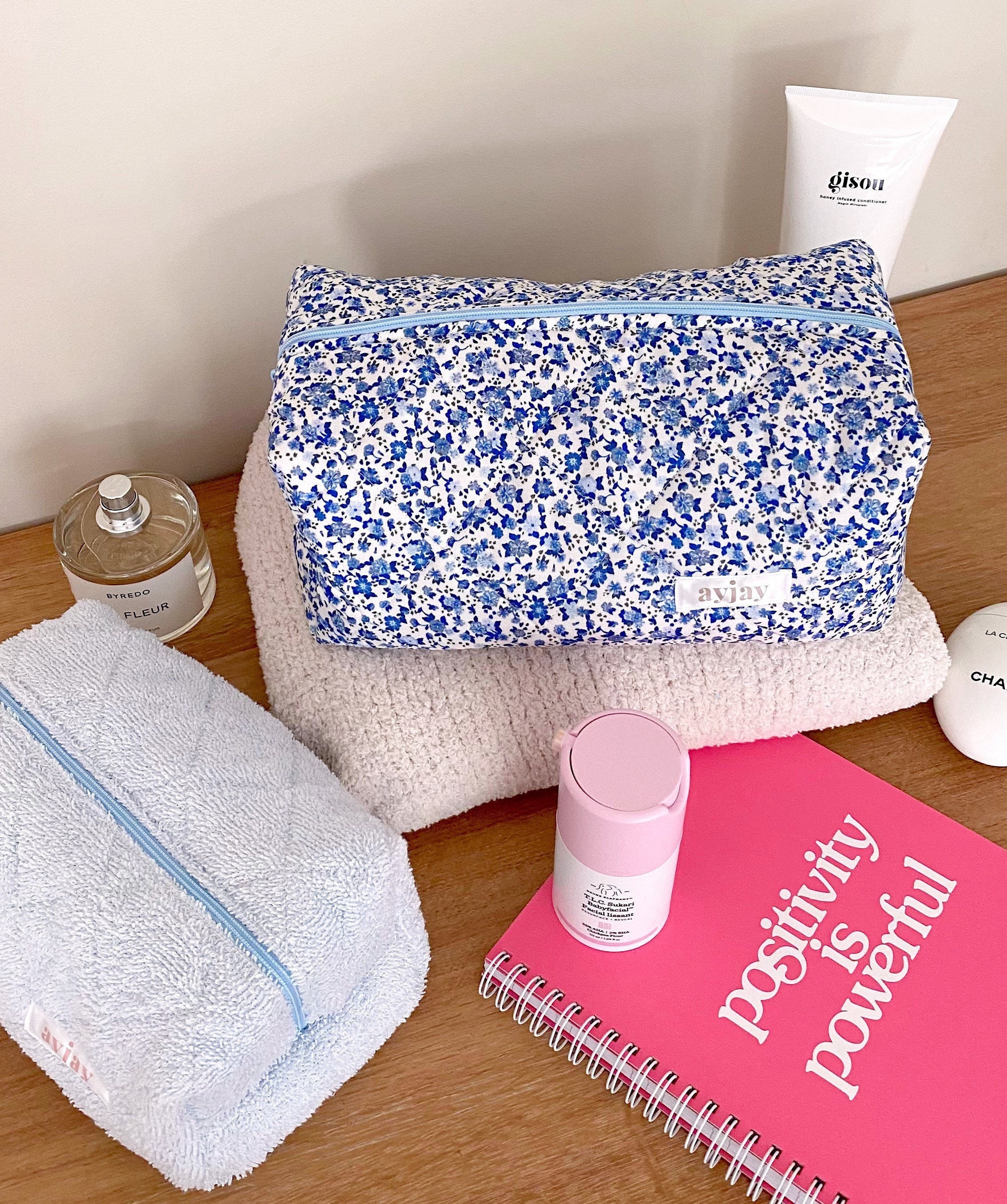 floral quilted makeup bag