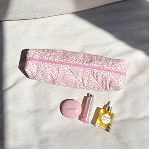 Pencil Case - Pink Floral - Makeup Bag - Machine Washable