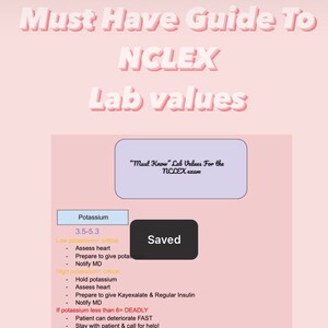 Must Have Guide to NCLEX Lab Values