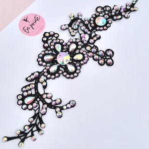 Black Crystal Applique Hair Piece: Dance Competition Accessory