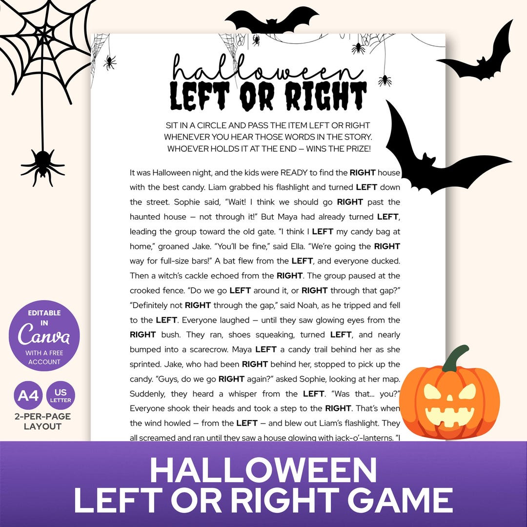 Halloween Left or Right Game | Printable Pass the Prize Game | Editable ...