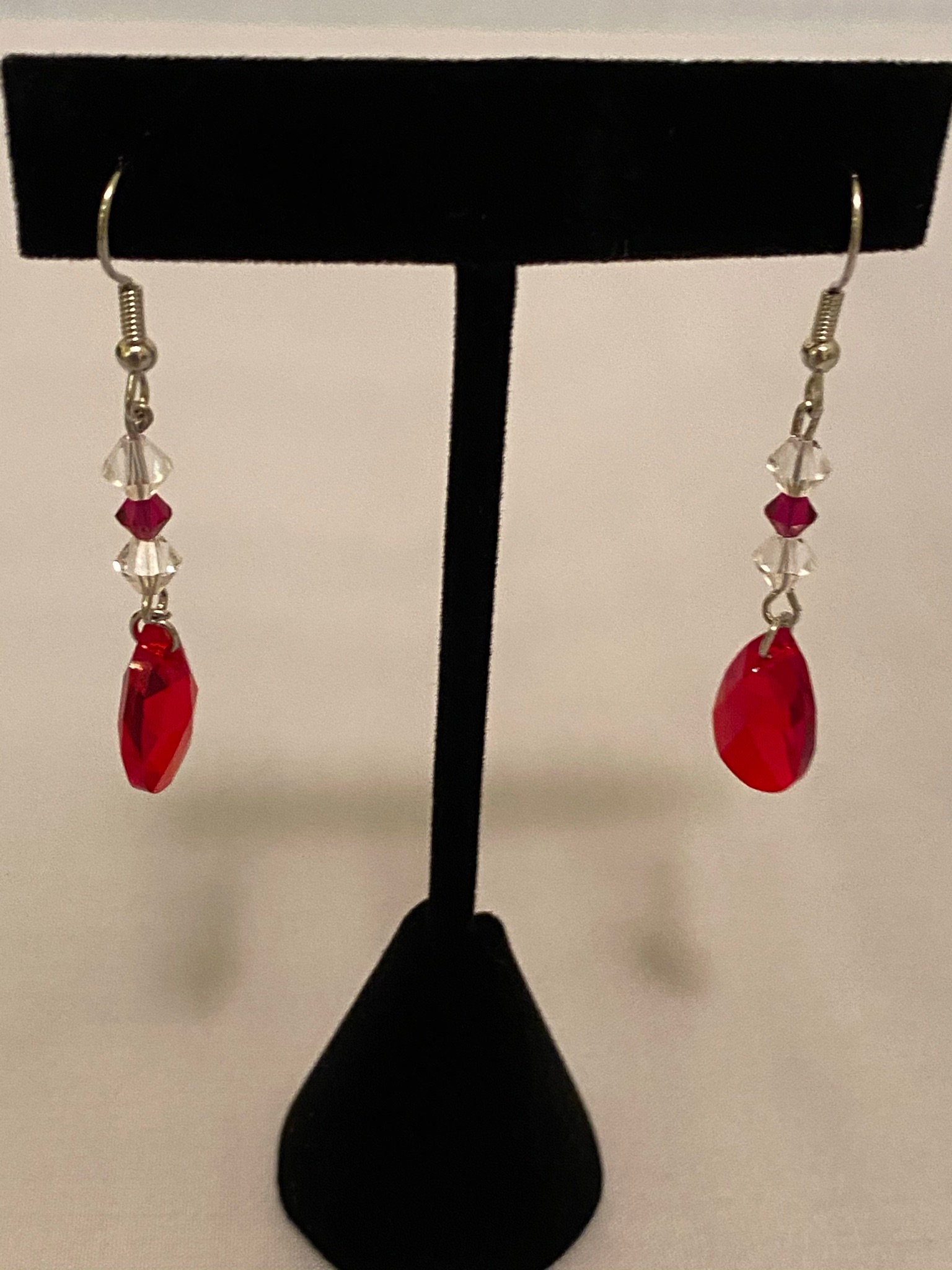 Swarovski Red Crystal Drop Earrings Etsy UK