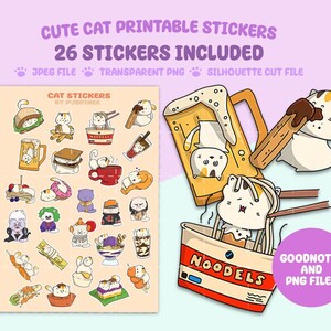 Kawaii Cat Digital and Printable Cute Sticker Pack / Stickers for ...