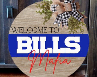 Buffalo Bills, Bills Football, NFL Football, Bills Mafia, Voordeur Hanger, Voordeurkrans, Rekeningen Teken, Houten Teken