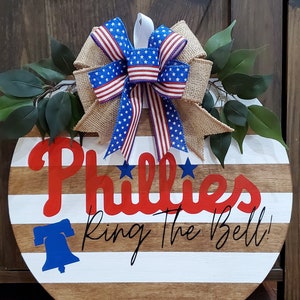 Phillies, Philadelphia Phillies, Baseball, Front Door Hanger, Ring the Bell, Phillies Baseball, Wooden Sign, Welcome Sign, Front Door Wreath