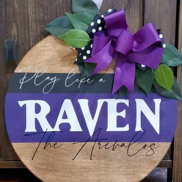 Handmade Baltimore Ravens Wood Door Hanger - Perfect for Game Days and All Year Long!