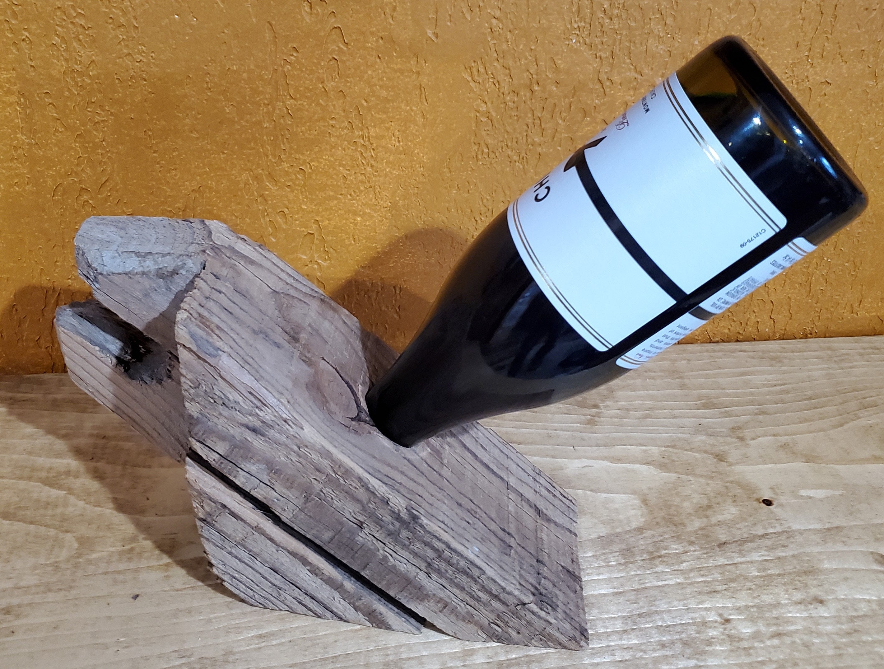 Rustic Barn Beam Wine Bottle Holder Etsy