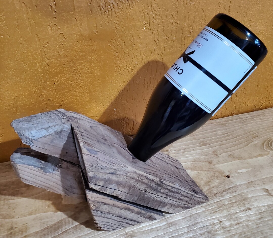 Rustic Barn Beam Wine Bottle Holder Etsy