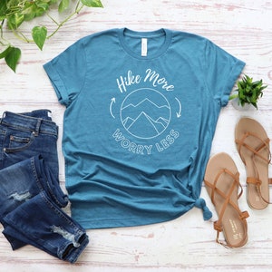 Hiking T Shirt, Hike More Worry Less Unisex T-Shirt, Adventure Camping Shirt, Wanderlust Shirt