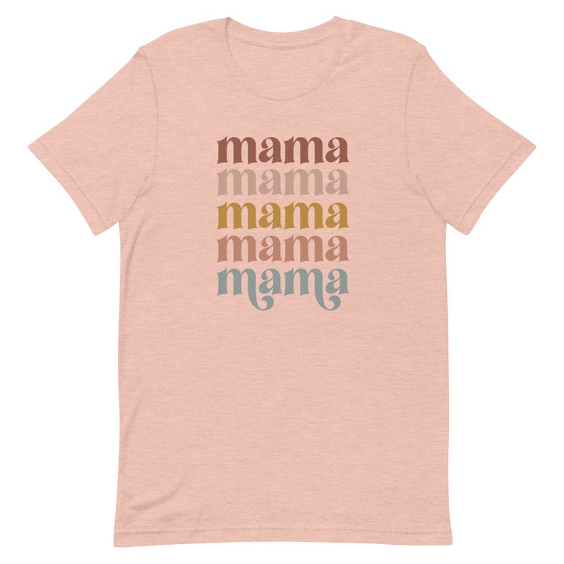 Retro Mama Heather Peach Short-sleeve T-shirt Mama Shirt Mom - Etsy
