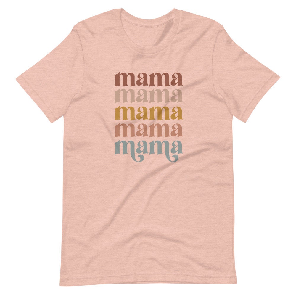 Retro Mama Heather Peach Short-sleeve T-shirt Mama Shirt Mom - Etsy