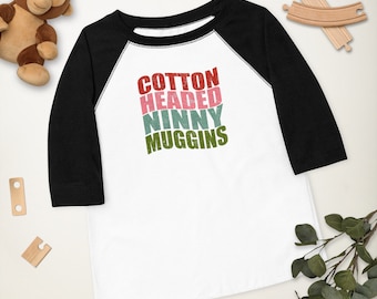 Camicia da baseball per bambini Ninny Muggins con testa di cotone, camicia di Natale per bambini, camicia da film di Natale, camicia di Natale divertente, Natale per bambini