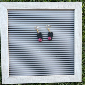 Polymer Clay Dangling Halloween Coffin Earring