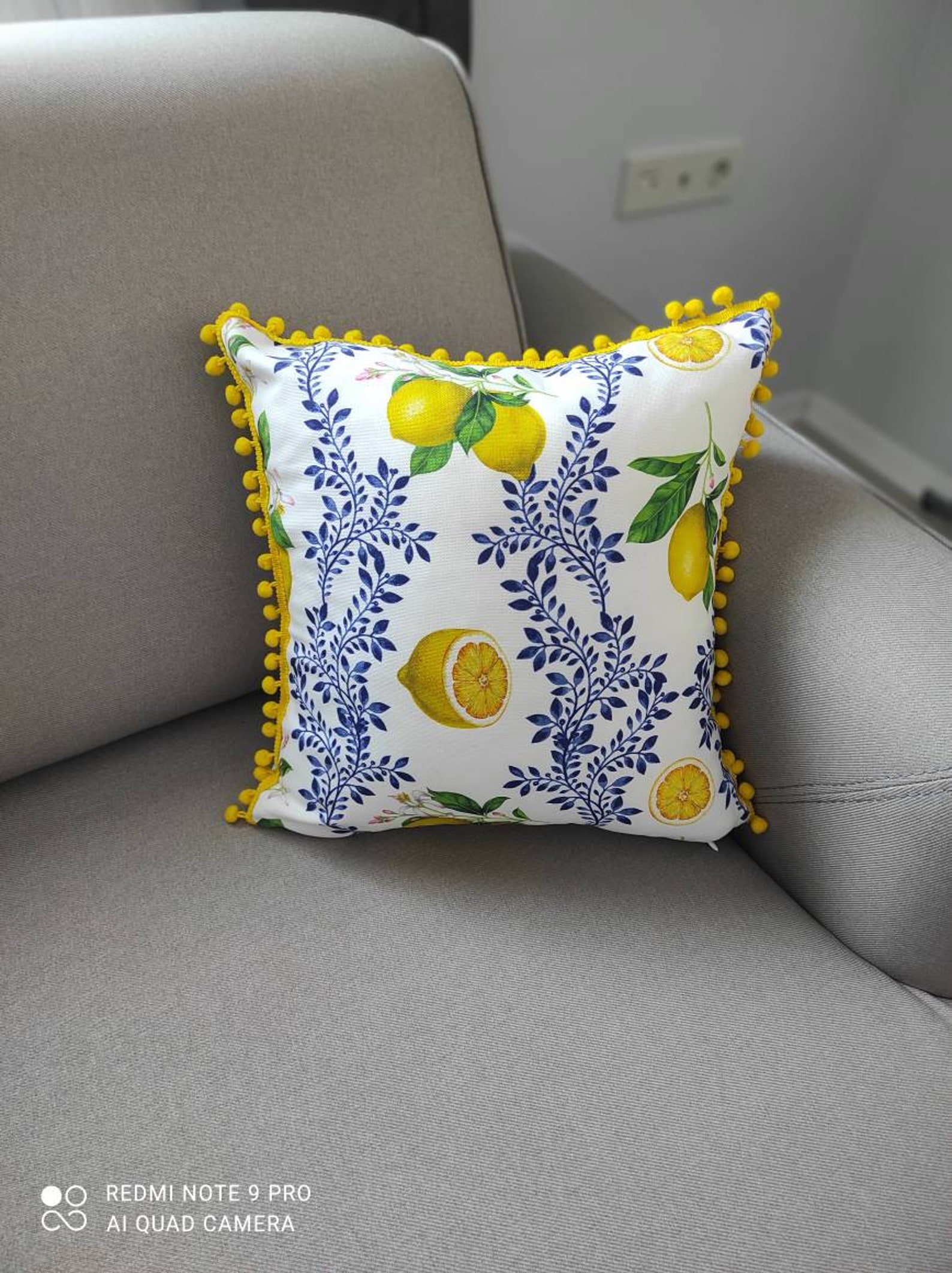 Lemon Outdoor Pillow Cover Lemon Outdoor Cushion Yellow Etsy